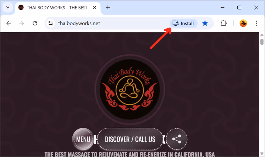 Initial view when visiting the website for the first time on a PC (developed with PWA features).